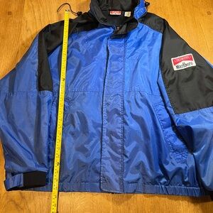 Vintage 90s Marlboro Men's Windbreaker in Blue and Black